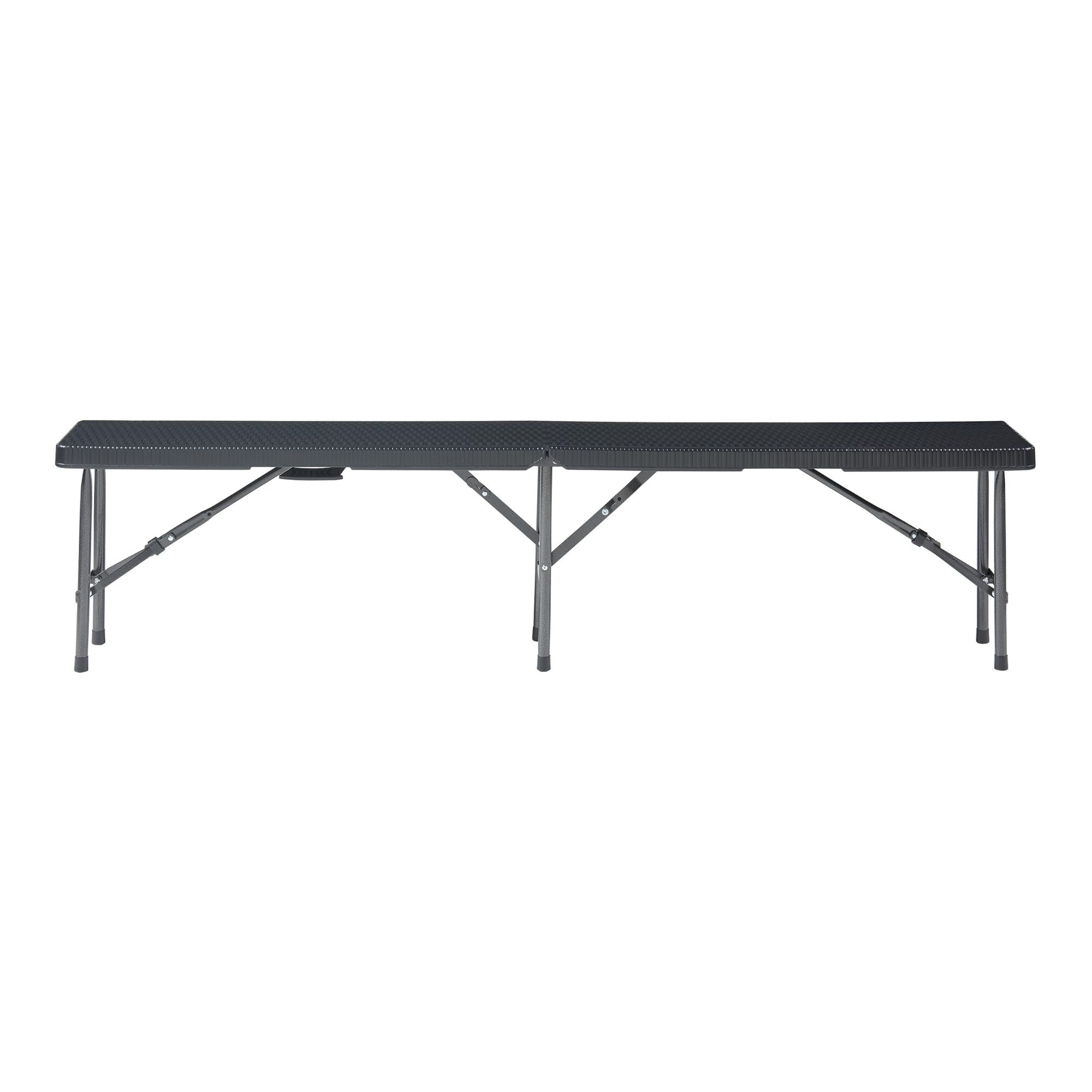 [en.casa] Lot de 2 Bancs de Camping Pliable pour Extérieur Festival Pique-Nique Fête Jardin BBQ Banc Pliant pour 4 Personnes avec Poignée de Transport Métal Plastique 180 x 25 x 43 cm Effet Rotin Noir