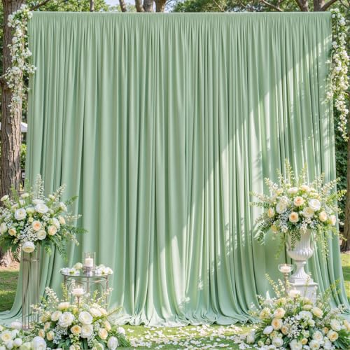 10ft x 10ft Sage Green Backdrop Curtain for Events