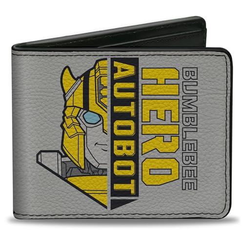 Hasbro Wallet, Bifold, Transformers Bumblebee On A Mission and Sports Car Gray, Vegan Leather