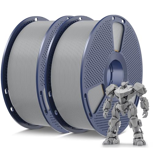 SUNLU PETG Filament 1.75mm Bundle weniger Stretching und gute Schichthaftung PETG 3D-Drucker Filament individuell Vakuum verpackt insgesamt 2kg 1kg pro Spule PETG 2 Packung Grau + Grau