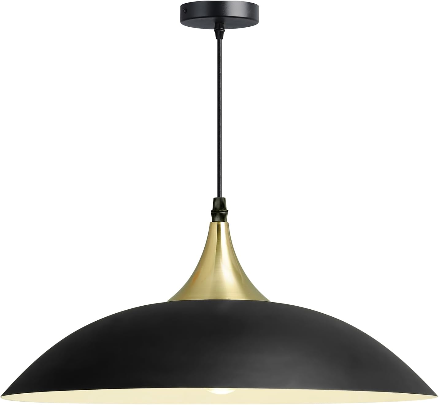 16.5'' Black and Gold Large Pendant Light Fixtures,Farmhouse Vintage Ceiling Hanging Lamp,Dome Metal Chandelier for Kitchen, Hallway, Dining Room, Bedroom,Sink,Restaurant 16.5"