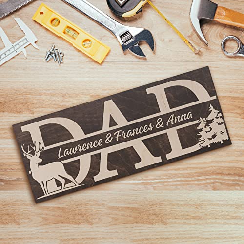 Hunting Gifts For Dad 2023, Personalized Wooden Dad Sign W/Kids Names - 4 Colors, 5 Fonts, 2 Sizes - Custom Gifts For Dad From Daughter, Son, Wife, Dad Gifts For Father, Grandpa #TOP6