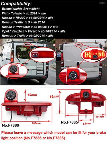HD Car rear view camera Night vision waterproof Third Roof top mount brake lamp Backup Camera for Opel Vivaro surf concept/life/Combo/Vauxhall/Renault Trafic/Fiat Talento/Nissan Primastar van - Image 2