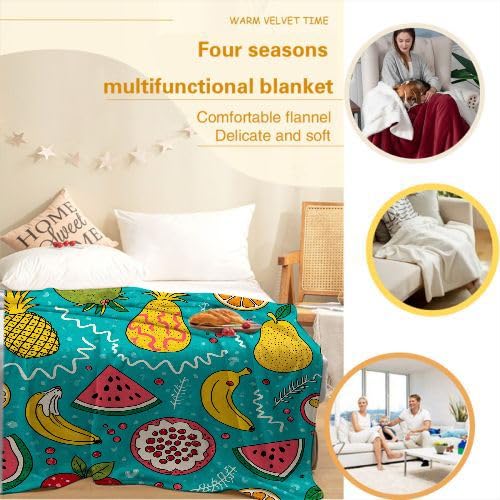 Manta Polar 220 x 240 Frutas de Colores, Mantas para Cama 105 de Franela Cálida y Cómoda para Niños y Adultos, Mantitas para Sofá Reversible para Cubre Sofa Colchas, Fácil de cuidar_8411a
