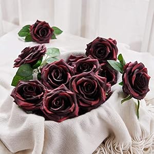 Alternative view of KISLOHUM Künstliche Rosen Dusty Rose Blumen Kopf mit Stielen/Blättern für Hochzeit Blumensträuße Tafelaufsätze DIY Projekt Dekor