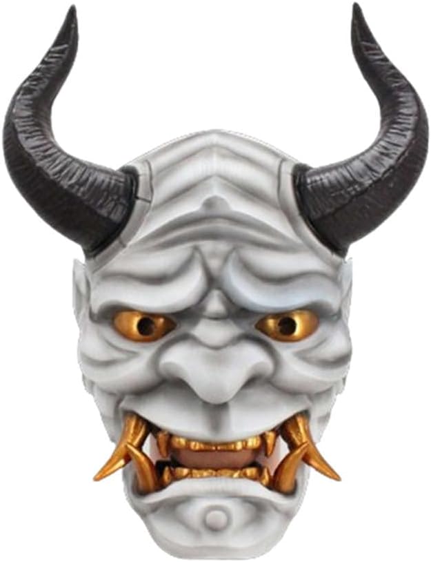 Charmgle Masquerade Mask Scary Halloween Mask Oni Mask Resin Full Face Demon Cosplay Costume Masks for Men