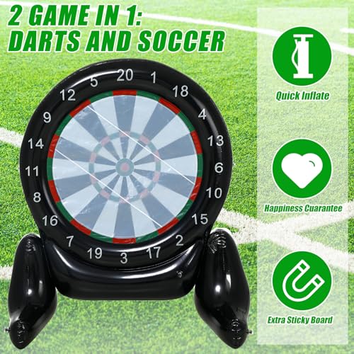 Blueweenly 59\'\' Inflatable Giant Kick Darts Game Set Jumbo Soccer Darts Inflatable Dart Board Outdoor Soccer Target Dartboard with Balls for Adults Kids Lawn Backyard