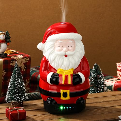 Glooglitter Retro Santa Claus Ceramic Santa Claus Diffuser Christmas Essential Oil Diffuser Gift 120ml Holiday Present for Essential Oil Small Aromatherapy Humidifier Warmer for Home Office Decor