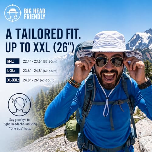 Image of TOP-EX UVCoolix Cooling UPF50+ Wide Brim Sun Hat, Waterproof, Big Head | cooling sweatband, waterproof, water resistant, UV protection, wide brim, breathable, big-head fit, fishing, hiking, beach
