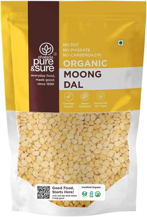- Pure & Sure Organic Yellow Moong Dal Split 500gm | 100% Natural Mung Dal Chilka | Unpolished | Vegan, Gluten-Free, Non GMO | Chemical Free & Pesticides Free