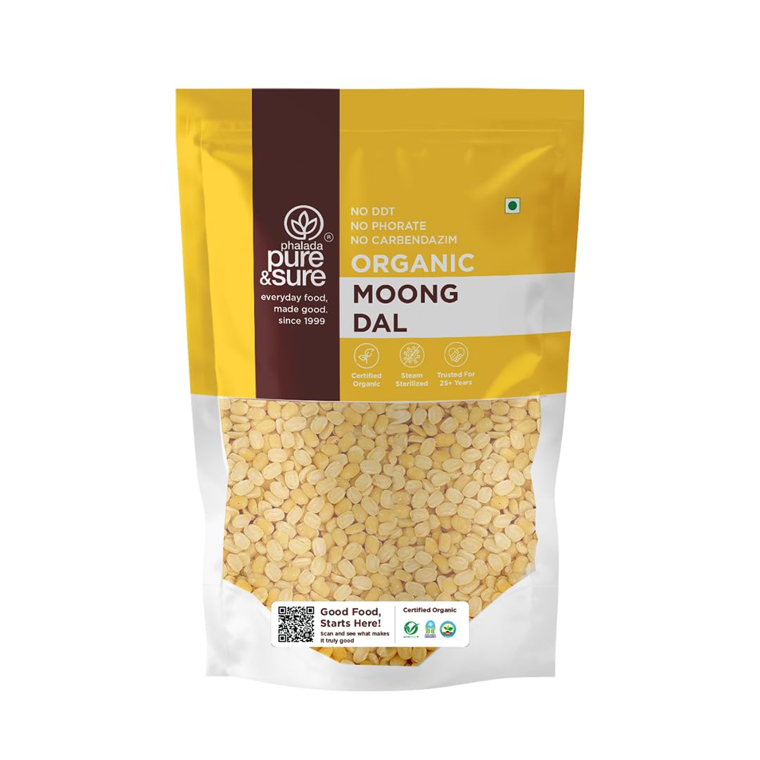 Pure & Sure Organic Yellow Moong Dal Split 500gm | 100% Natural Mung Dal Chilka | Unpolished | Vegan, Gluten-Free, Non GMO | Chemical Free & Pesticides Free