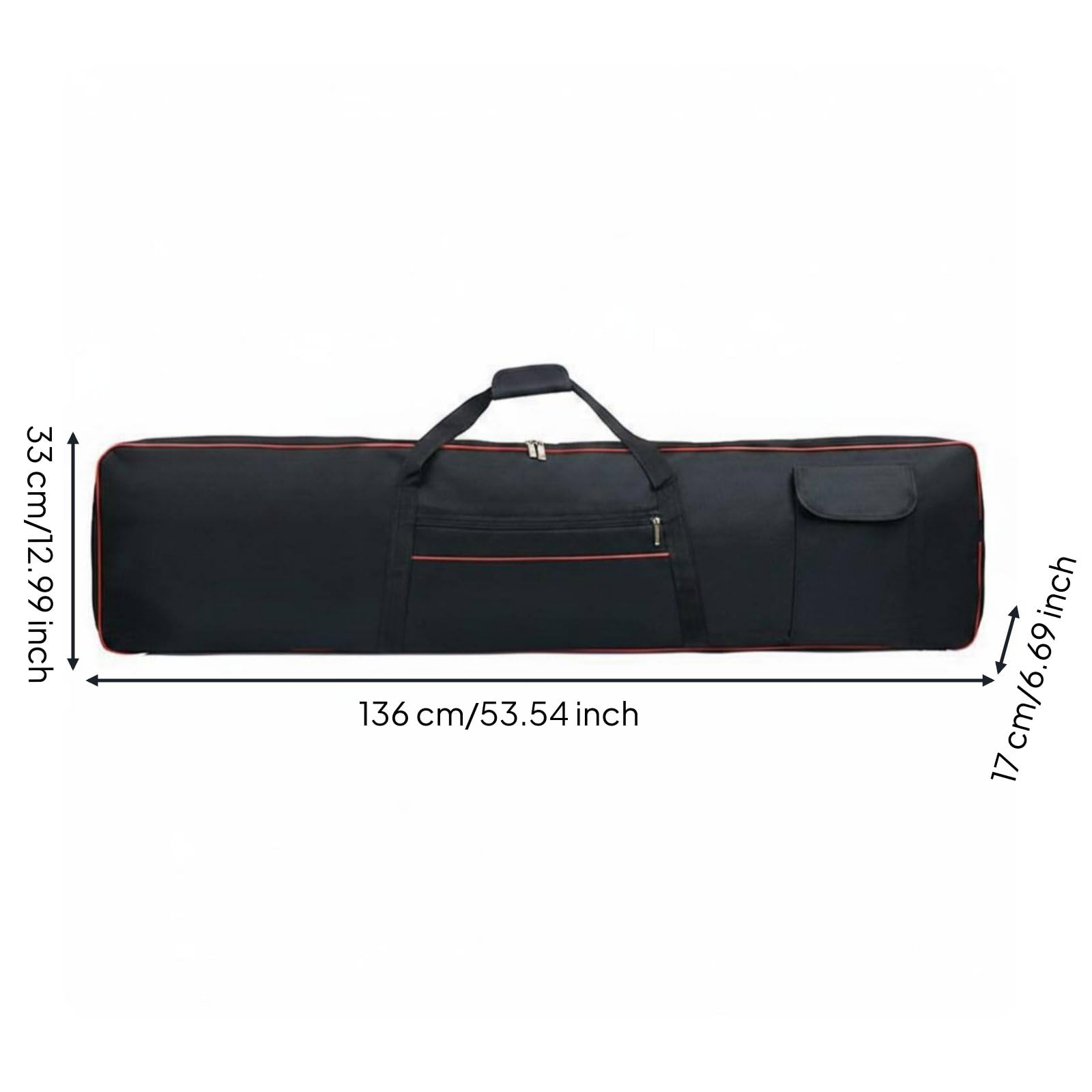 Funda Impermeable para Teclado Electrónico con Acolchado Grueso Asas Reforzadas Bolsillos Exteriores y Diseño Ergonómico Adecuada para Músicos Conciertos Transporte Diario, Rojo, 88-Key S