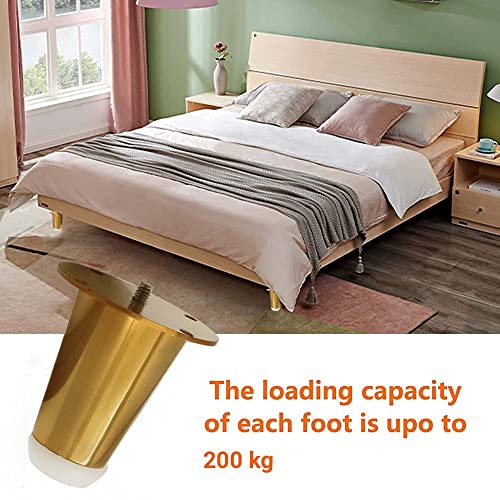 Image of VOLO Furniture Legs 3 inch, Heavy Duty Sofa Legs, Modern Style Furniture Legs, DIY Replacement SS Metal Legs for Table Cabinet Cupboard Sofa Couch Chair, (Set of 4 pcs)(A-67) (4 inch- 100 mm, Gold)