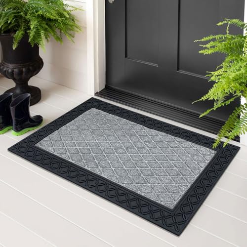 Image of Luxe Home Door Mats for Home mat Solid Grey Rectangular, Waterproof, Low Profile All-Purpose Entrance Rug with Anti-Slip Rubber Backing for Indoor and Outdoor Use (45cm x 75cm, Pc 1)