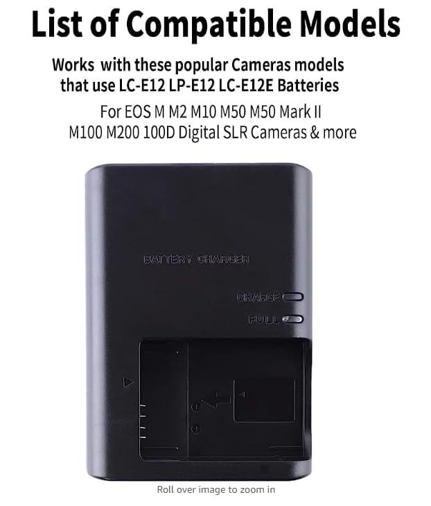Caricabatterie Canon LC-E12E Originale Per Batterie LP-E12 - Compatibile EOS M50II, M200, SX70HS