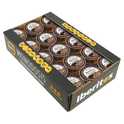 Iberitos - Crema de Cacao Mix en Monodosis de Aluminio - Sabor Suave con Avellanas y Leche - Ideal para Desayunos y Postres - Bandeja con 45 Unidades de 23 g