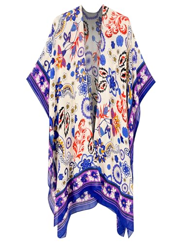 Image of Breezy Lane Women's Kimono Cardigan Summer Swimsuit Coverups Beach Cover Up with Floral Print for Vacation