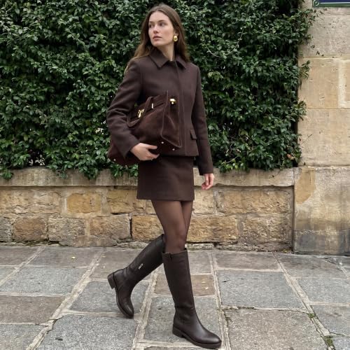 Image of Modatope Knee High Boots Women Round Toe Chunky Heel Fall Boots