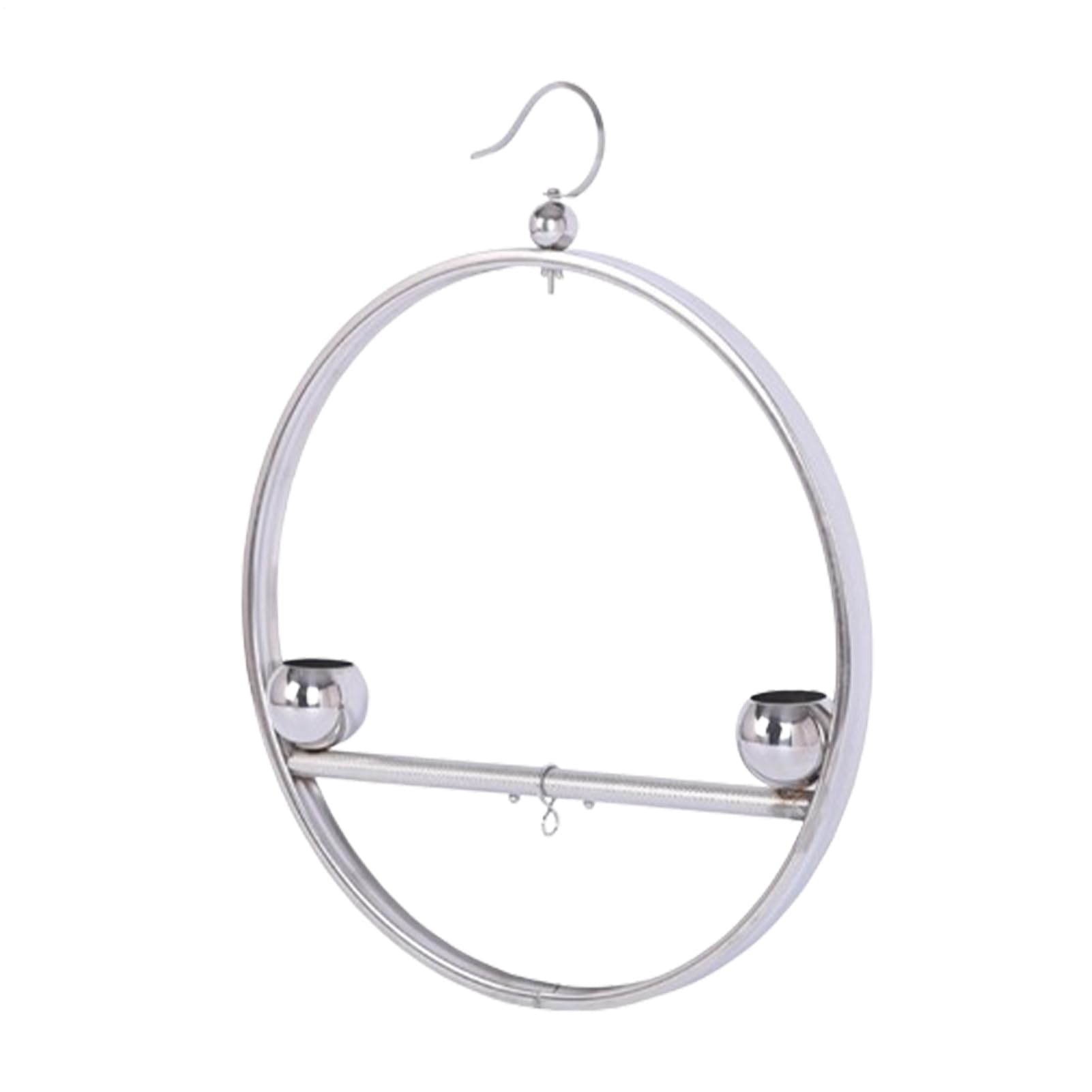 Perchas para Aves de Interior Estante Decorativo Colgante De Acero | Percha Circular De Entrenamiento Con Gancho Y Comederos Para Jaulas de Mascotas Interior Exterior Ventana Balcón Jar