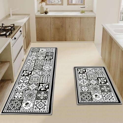 2 Pieces Non Slip Kitchen Mat Set, Washable Kitchen Floor Mat For Kitchen, Entryway, Hallway Runner Set Washable Runners (B06, 40x120cm+40x60cm) - Image 6