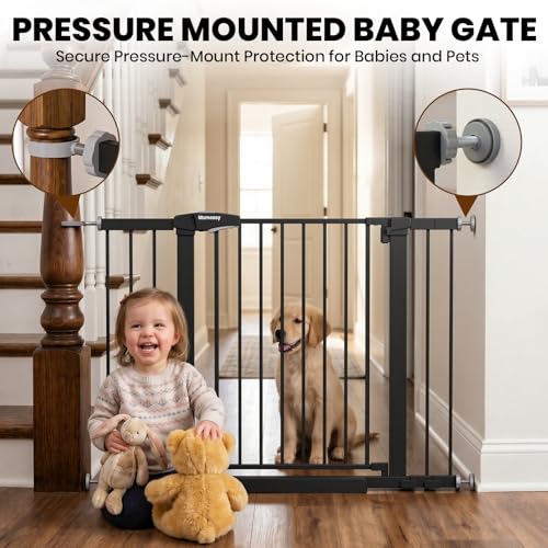 Image of Mumeasy Baby Gate for Stairs, 29.7-46 inch Walk Through Dog Gate Indoor