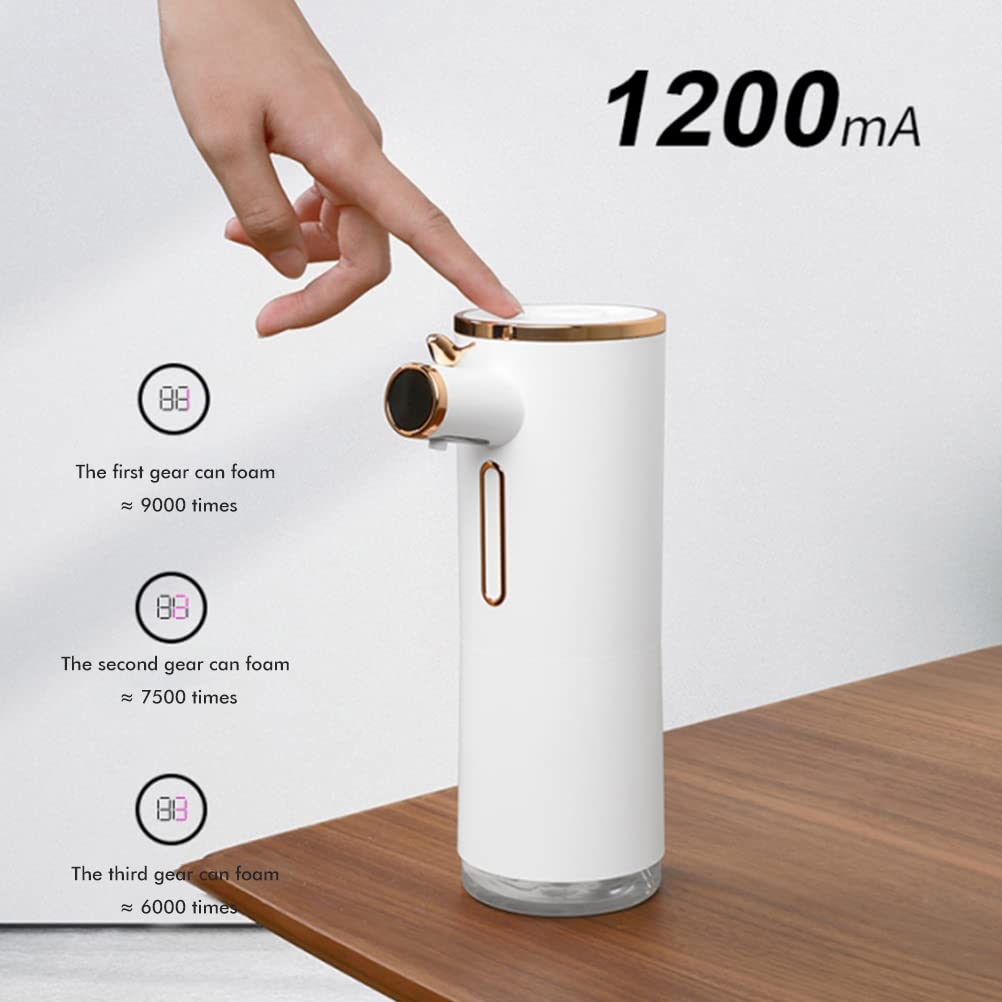 HEITIGN 330ml USB Ricaricabile Dispenser Automatico di Sapone Touchless Motion Sensor Dispenser di Sapone, Impermeabile Mano Dispenser di Sapone per Cucina lavello Bagno (Bianco)