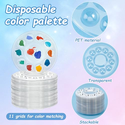 Palette de peinture ronde en plastique transparent de 14cm pour aquarelle lot de 200 - 5
