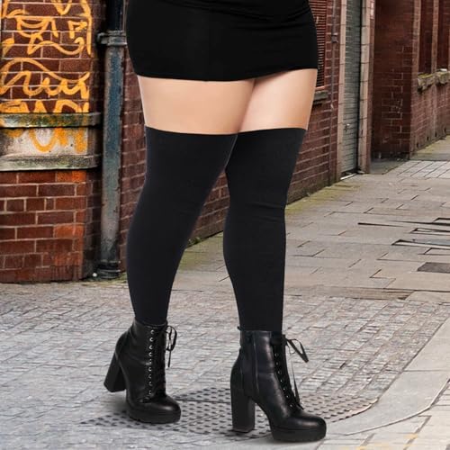 Cotton Plus Size Thigh High Socks3