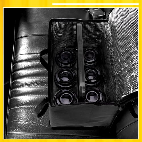 LEIFEOSH Reusable 6 Cup Drink Carrier with Handle and Insulated Bag for Hot and Cold Drink/Food, Foldable Plastic Cup Holder and Large Capacity Insulated Food Bag for Travel and Delivery, Black - view 2