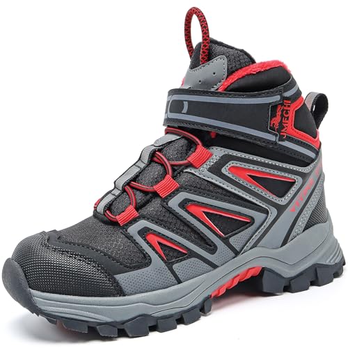 JMFCHI Winterschuhe Jungen Schneestiefel Kinder Warm Gefüttert Wanderschuhe Mädchen Winterstiefel Outdoor rutschfest Trekkingschuhe gr 41