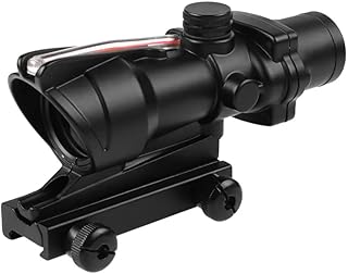 4x32 Riflescope, Real Fiber Optics Red Dot Illumination Reflex Sight, Hunting Scopes with 20mm Picatinny Weaver Rail Mount, Black - AWETHE