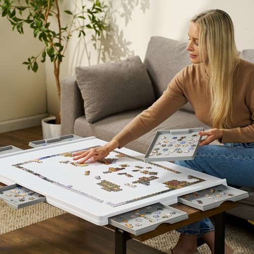 1500 Pieces Rotating Plastic Puzzle Board with 6 Storage Drawers & Protective Cover – Jigsaw Puzzle Table for 1500 Pieces - for Adults & Families Home Entertainment & Puzzle Building - image 6