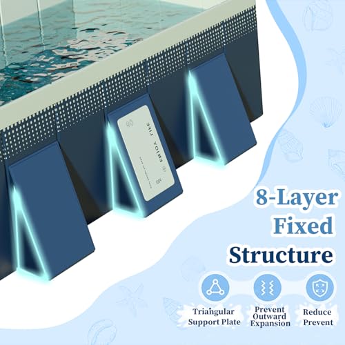 Foldable Non-Inflatable Kids' and Adults' Outdoor Swimming Pool - Hard Plastic Shell, Kid Pool for Backyard Dog Pools (113" x 66" x 20")