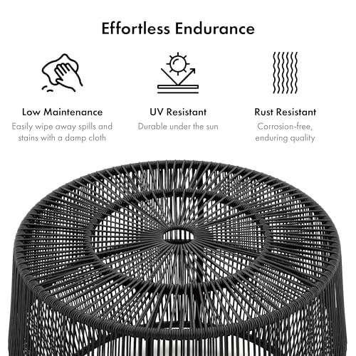 Furniture of America Ysar Boho Rattan Round Coffee Table Outdoor with Metal Frame, All-Weather and Rust Resistant, Handcrafted Coastal Furniture for Patio, Poolside, Garden, Yard, Gray - Image 7