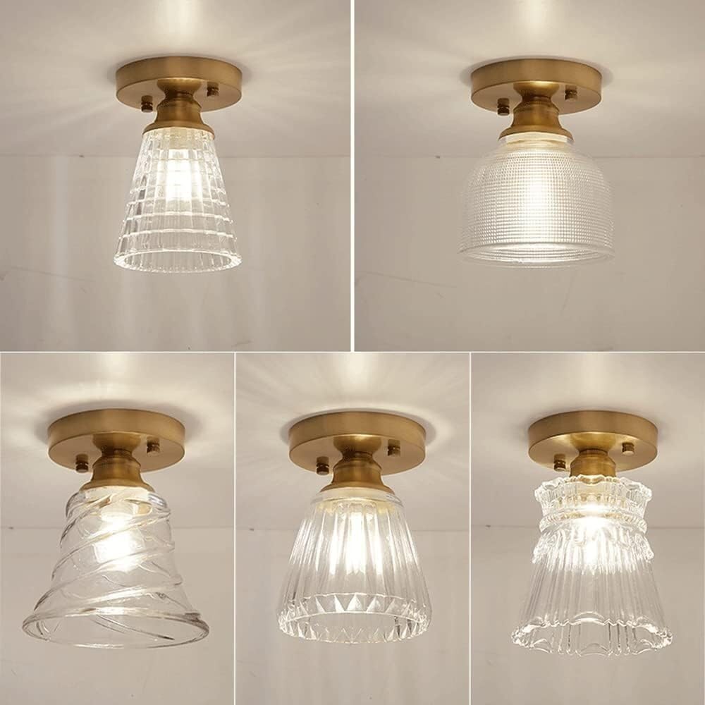 Modern Home Decoration Kitchen Ceiling Light Flush Mount Clear Ribbed Glass Hallway Ceiling Light Fixture for Living Room Dining Room Study Villa Bedroom Corridor Children's Room Hall(A)