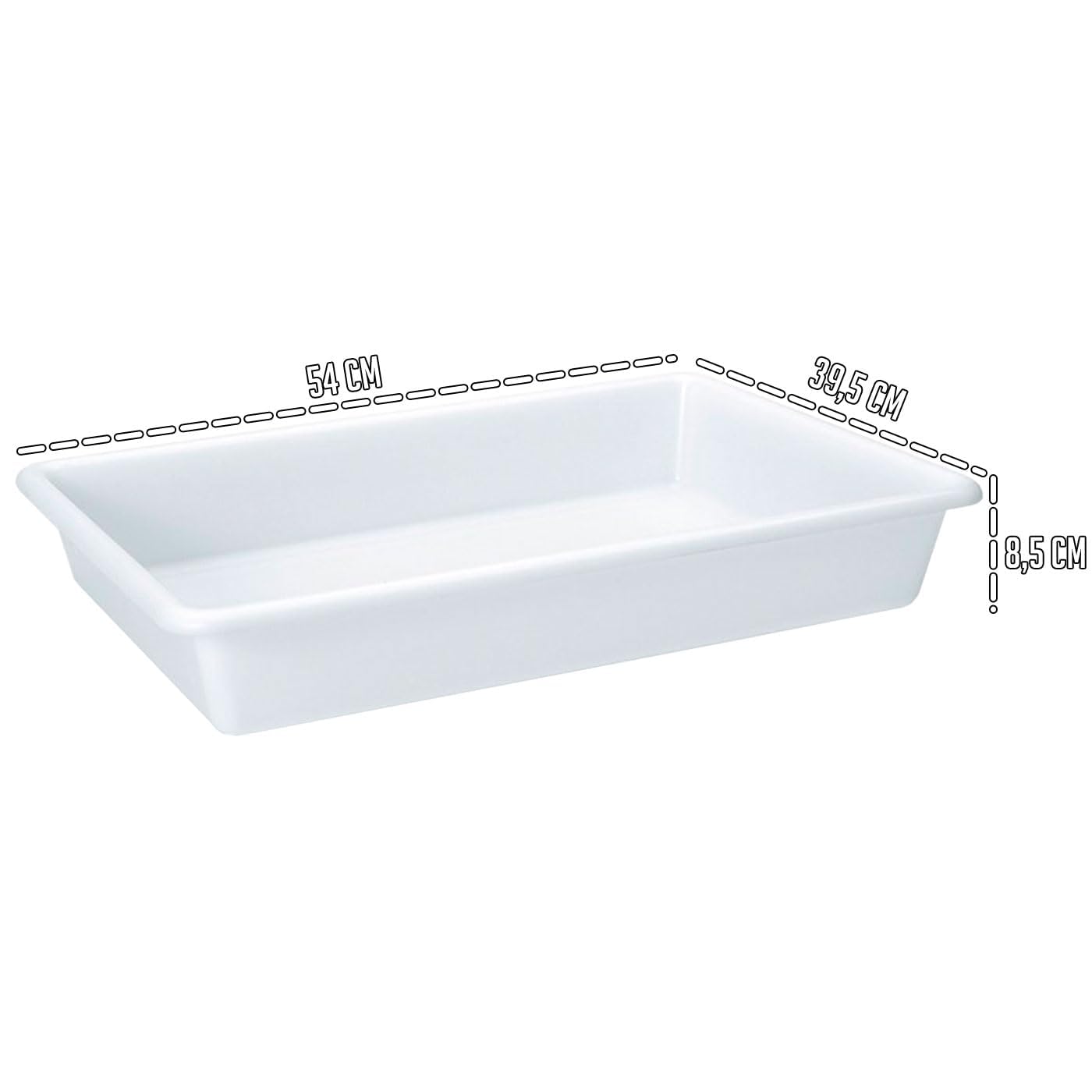 Tradineur - Set di 4 vassoi frigoriferi in plastica, riutilizzabili, per servire cibo, prodotto in Spagna, 13 litri, 54 x 39,5 x 8,5 cm, colore: bianco