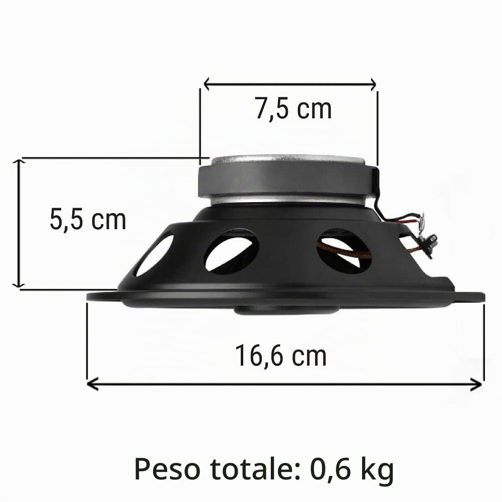 2 altoparlanti coassiali a 2 vie JBL STAGE2 624 6,5" 16,50 cm 165 mm 40 watt rms 240 watt max impedenza 4 ohm 91 db per auto neri, a coppia