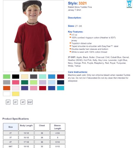 Image of RABBIT SKINS 4.5 oz. Fine Jersey T-Shirt (3321)
