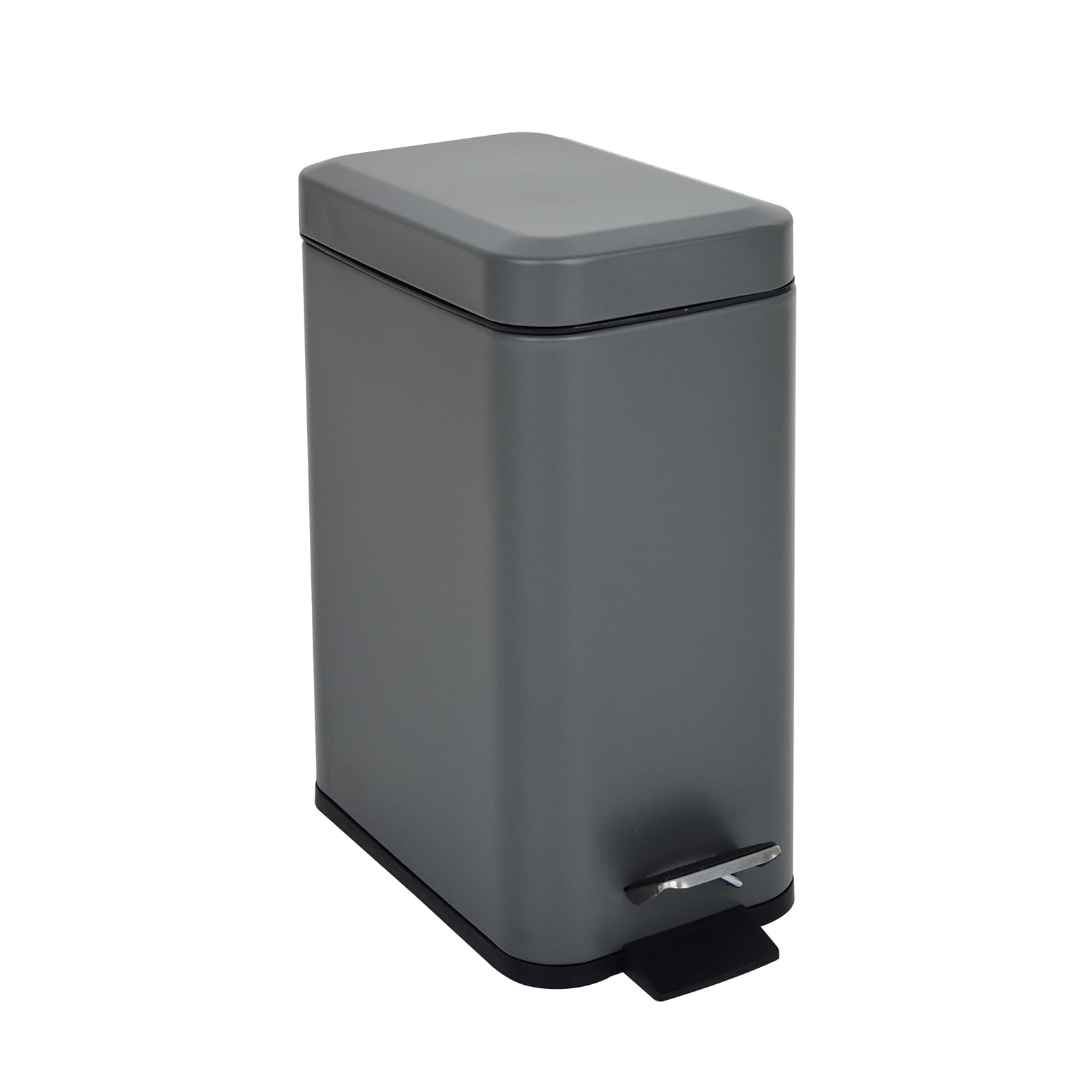 SVITA STM5 Mülleimer aus pulverbeschichtetem Stahl, 5 L, Tretmülleimer, Softclose, 14 x 22,5 x 30,5 cm, Grau