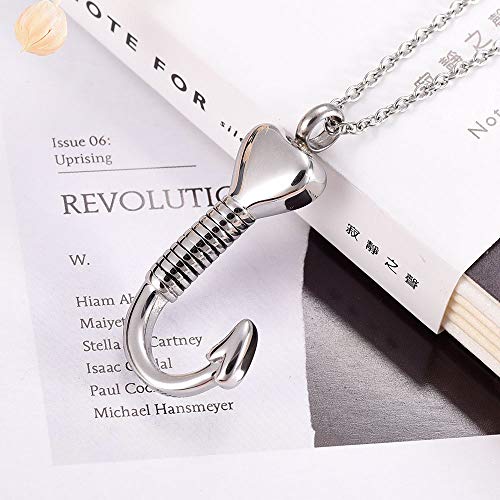 Heart-Shape Fish Hook Cremation Jewelry Ashes Urn Necklace Memorial Pendant Stainless Steel Waterproof Urn Pendant (Dad) #TOP3