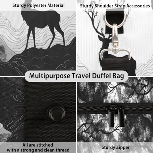 Travel Duffle Bag Animal Deer Foldable Travel Bags for Men Women, 17 Inch Gym Bag Workout Bag Carry on Weekender Overnight Bag for Gym Travel3