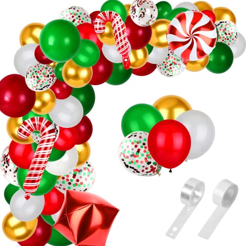 12 Inch Christmas Balloon Arch Garland Kit 108Pcs Candy Foils Red Green Gold Confetti Balloons for Party Supplies Winter Holiday Birthday Decorations 12 Inch Christmas Balloon Arch Garland Kit 108Pcs Candy Foils Red Green Gold Confetti Balloons for Party Supplies Winter Holiday Birthday Decorations