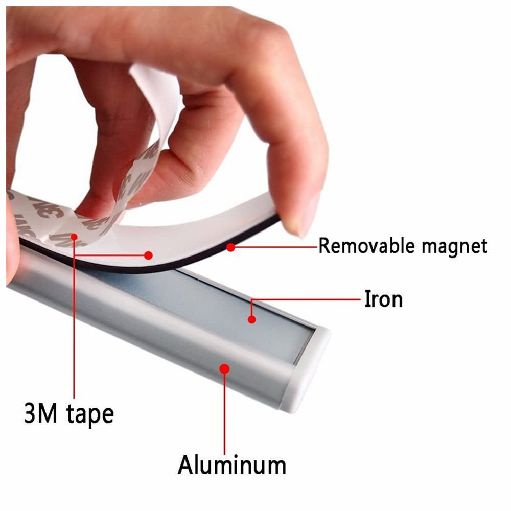 RecDec 4 Pack Under Cabinet Lights Magnetic Strip Replacement Sticker Magnet Back Adhesive Mount Holder for Motion Sensor Light Cupboard Sink Closet Lighting LED Under Counter Lamp Bar