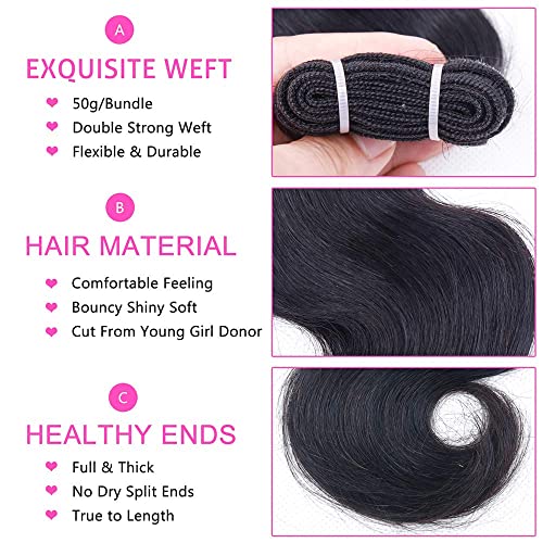 Sexycat Body Wave Human Hair Bundles 10 10 10 Inch Brazilian Virgin Hair Extensions Weave 100% Unprocessed Bundles Human Hair Natural Color - Image 4