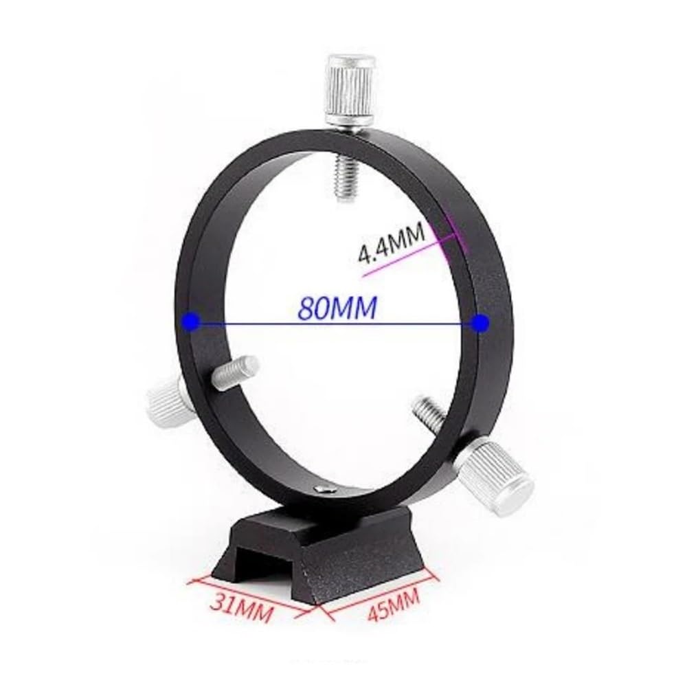 Accessori per telescopi Set di anelli guida da 80 mm, anello guida astronomico a tre punti, 1 piastra, 1 anello, 4 viti, colore rosso e nero Oculare per telescopio(Schwarz)