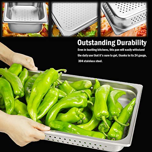 2 1/2" Deep Perforated Steam Table Pan Full Size ，Stainless Steel Anti-Jam Standard Weight Hotel GN Food Pans - NSF (20.87"L x 12.8"W)