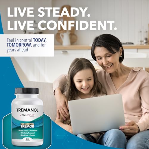 Image of Tremanol Natural Aid Essential Tremor Relief Herbal Supplement for Neurological Support - Includes Vitamin B2 & B12, Passionflower & Skullcap for Hand Tremor Aids - Made in USA, 60 Caps