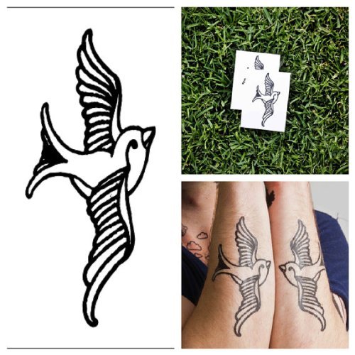Tattify Bird Temporary Tattoo - Swallows (Set of 2)