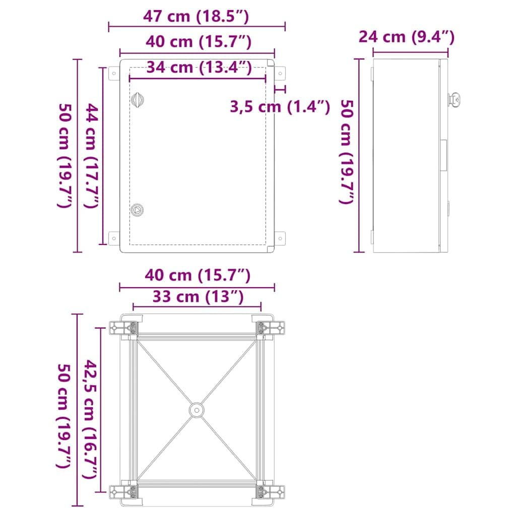 Gabinete de control gris de plástico ABS 47 x 24 x 50 cm, carcasa para cables, para interior y exterior, con montaje para taller y aplicaciones de distribución