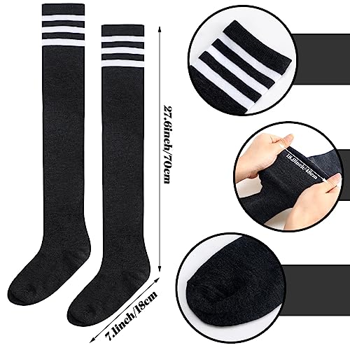 Panitay 10 Pairs Over Knee Thigh High Socks Striped Thigh High Stocking for Women Boot Sock Leg Warmer Socks for Daily Wear Cosplay3